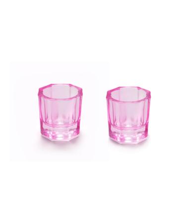 Miaija 2 Pieces Pink Nail Art Glass Crystal Cup Professional Manicure Tint Pot Nail Art Powder Dish Mini Bowl Cups for Nail Art Tools
