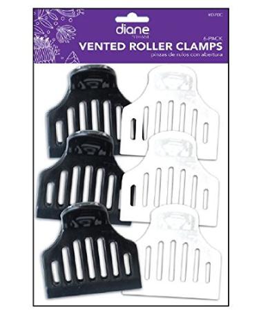 Diane D70C Vented Roller Clamps     Black and White  6 Count (Pack of 1)