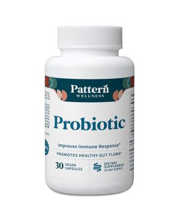 Pattern Wellness Probiotic Supplement - 51 Billion CFU - Supports Digestive Balance & Gut Wellness - Mindfully Sourced, Non-GMO - 30 Vegan Capsules 30 Count (Pack of 1)