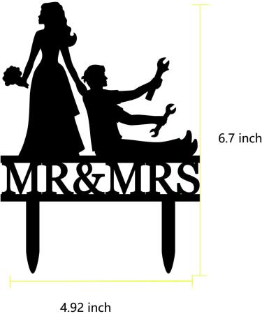 Funny Wedding Cake Topper - Bride Dragging Groom who is holding Repair Tools - Repairman Couple Cake Topper Mr&Mrs Wedding Cake Topper (Repairman Couple) - Buy Online on GoSupps.com