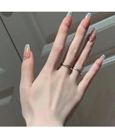 Temperament Enhancement Nail Patch Hand-Made Nail Patch Wearing a Small red Book Online Celebrity with The Same Blue French Finger Drill Detachable Nail White (10-Piece Pack) (Size : S) - Buy Online on GoSupps.com