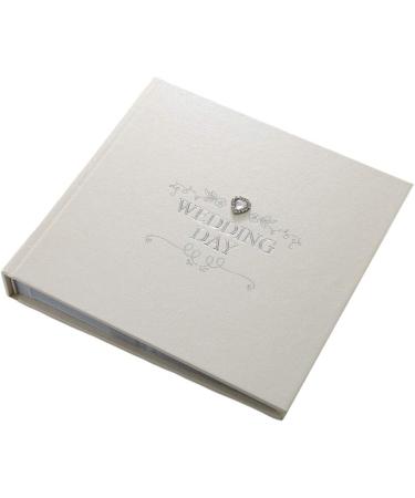 Ivory Wedding Day Photo Album with Silver Plated Text and Diamante Heart Jewel - Perfect Wedding Gift - Buy Online on GoSupps.com