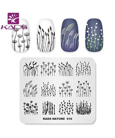 KADS Nail Stamping Plate Dandelion Grass Nature Template Image Design Plates for Nail Art Decoration and DIY Nail Art (NA016)