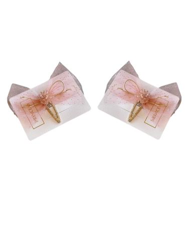 FEIFEI'S BOW Girls 5 Inches Princess Handmade Chiffon Heart Bow Hair Clip Alligator Clips Girls baby kids Infants Toddlers Ribbon Hair Accessories Barrettes (One Pair Pink)