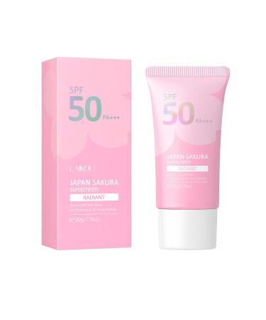 Sakura Face Sunscreen SPF 50 Sunscreen Face Japanese Sakura Sunscreen SPF50 Moisturiser for Face Anti Redness Cream Lightweight Non-Greasy Waterproof Non Comedogenic Sunscreen