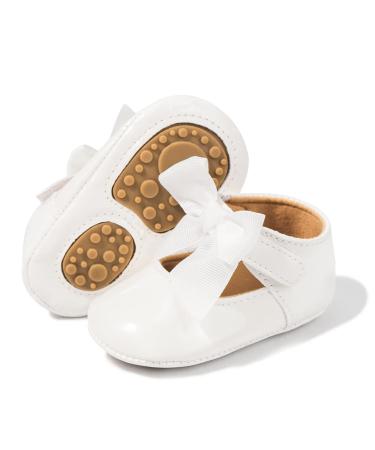 CENCIRILY Baby Girl Mary Jane Shoes Anti-Slip First Walking Bowknot Soft Sole Princess Wedding Dress Flats for 0-18 Month 12-18 Months A02 White