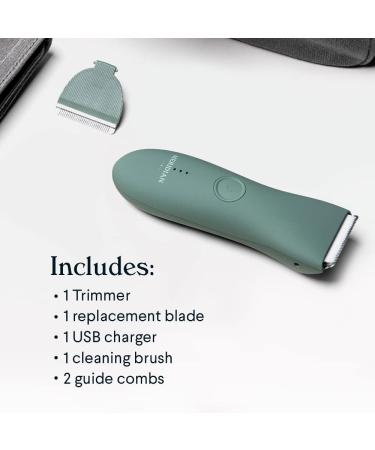 Meridian Electric Body & Pubic Hair Trimmer Set - Starter Package with Replacement Blade - Cordless, Waterproof, Rechargeable - Easy & Pain-Free Grooming Kit for Men and Women - Sage - Buy Online on GoSupps.com