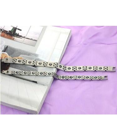 Jewelrywe Carbon Fiber Magnetic Bracelet for Men & Women - Stainless Steel Fantasy Colors Silver & Black 21.5cm/19.5cm Includes Gift Bag - Buy Online on GoSupps.com