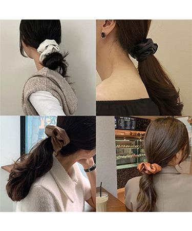 Soft Leather Big Hair Scrunchies for Women - 4 Pcs Ponytail Holders for Thick Hair - Buy Online on GoSupps.com