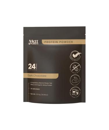 Mett Wellness Dark Chocolate Grass-Fed Whey + Hemp Heart Protein Powder with Bovine Collagen | 24g Protein per Serving | Supports Digestion & Daily Wellness | 2.4 lbs (30 Servings)