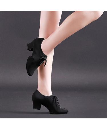 Inlefen Women's Latin Dance Shoes - Salsa & Tango Lace Up Leather Block Heel - 40 EU Black - 5cm Height - Buy Online on GoSupps.com