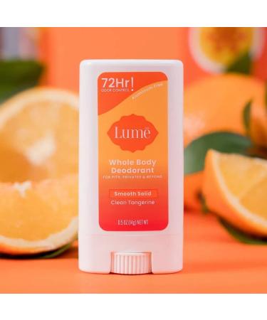 LUME Smooth Solid Mini Deodorant Stick - Aluminum and Baking Soda Free - Hypoallergenic Formula for Sensitive Skin - Clean Tangerine Scent - 0.5oz - Buy Online on GoSupps.com
