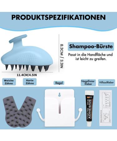 Habib Group Scalp Massage Brush - Soft Silicone Shampoo Brush for Hair Care & Growth | Blue Hair Brush for Dandruff Reduction - Buy Online on GoSupps.com