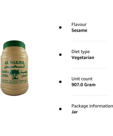 Tahina Tahini Ground Sesame Seeds Oil Paste Al Nakhil 100% Natural 907g - Buy Online on GoSupps.com
