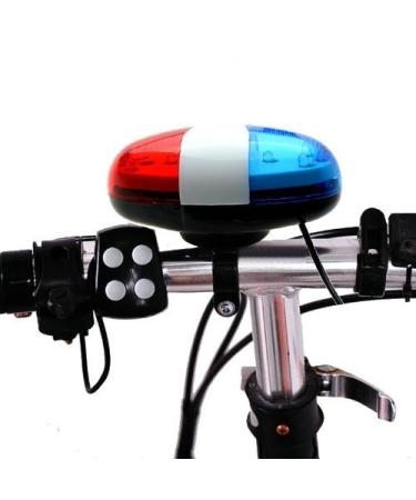 Optimal Shop 6 Bike Bicycle Police LED Light + 4 Loud Siren Sound Trumpet Cycling Horn Bell