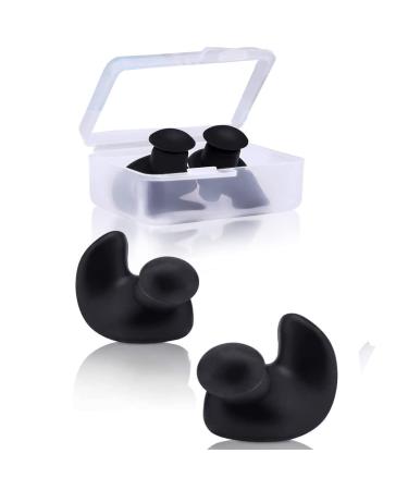 Macrohu earplugs to sleep silicone waterproof earplugs dampens noise reusable soft earplugs for sleeping for snoring swimming learning hearing protection (black-S)