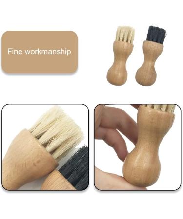 2 Pieces Shoe Polish Applicator Brushes Professional Bristles Pig Hair Brushes Wooden Handle Hair Bristles Brushes for Sofas Bags Furniture - Buy Online on GoSupps.com