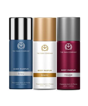 Th.e M.an Co.mpany Trio Body Perfume for Men | Blanc Bleu Rouge Deodorant Set | Premium Long Lasting Fragrance | Gift Set for Husband Boyfriend - (120ml*3)