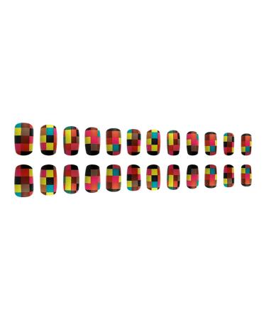 Colorful Short Square Mosaic Press-on Nails | Reusable Acrylic Matte False Nails - Buy Online on GoSupps.com