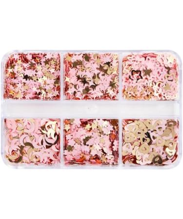 Moon Star Heart Nail Art Glitter Sequins Flower for Beauty Makeup Face Body Nail Craft Art Decoration 12 Grids - Buy Online on GoSupps.com