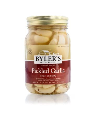 Byler's Relish House Pickled Garlic 16 Fl. Oz. (1 PT) Glass Jar