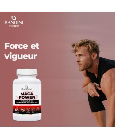 Bandini MACA POWER 60 Capsules | Dietary Supplement in Capsules with Maca & Tribulus with Arginine + Zinc + B6 + B12 | Stress Immune System Physical and Mental Fatigue | No GMO - Buy Online on GoSupps.com