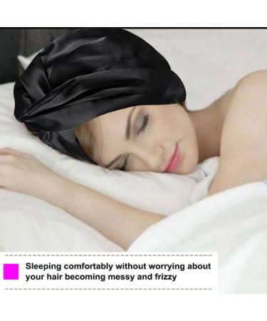 Silk Hair Bonnet for Sleeping - Double Layer Soft Night Cap for Women - Black - Buy Online on GoSupps.com