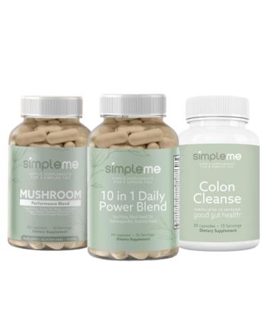 SIMPLEME Sea Moss Capsules 10 in 1 Power Blend and Colon Cleanse Detox and Multi-Mushroom Supplement Bundle to Improve Immune Health