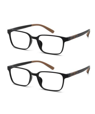 Mcoorn Reading Glasses Lightweight Non-Slip (2 Pack) Double Injection Flexible 2 Black 3.5 x