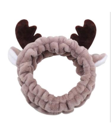 Makeup Headbands for Washing Face Elastic Coral Fleece Hair Band Facial Headband Make Up Wrap Head Band (coffee)