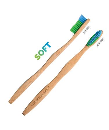 Woobamboo Bamboo Toothbrush 4 Pack - Adult Soft BPA Free Nylon Bristles - Biodegradable & Vegan - Buy Online on GoSupps.com