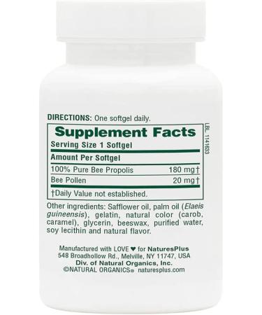 Nature's Plus Propolplus Propolis & Bee Pollen - 60 Softgels for Immune Support - Buy Online on GoSupps.com