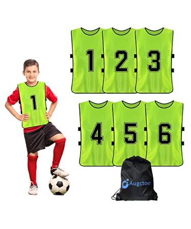 Numbered Soccer Pennies, Scrimmage Vest Sports Pinnies, Team Practice Pinnies, Soccer Bibs Training Vest for Adult Youth 6pcs Green Medium