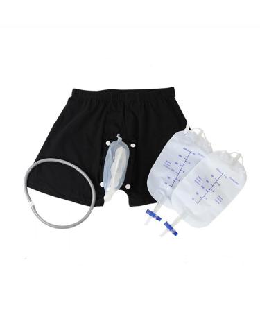 Wearable Urine Bag Male Urinal Bag Incontinence Pants for Men Reusable Portable Male Collection Bags Urinal System with Collection Bag Portable Leak Proof Leg Pee for Elder (L)