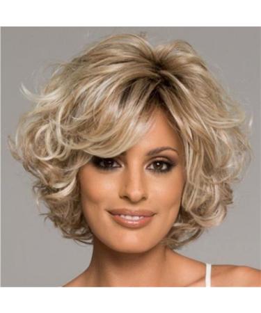 XULAIP women's wig blonde short lured side part layered wigs fluffy nature curly wigs for women heat -resistant full wig short layer pony hair (blond) beige (blonde) - Buy Online on GoSupps.com