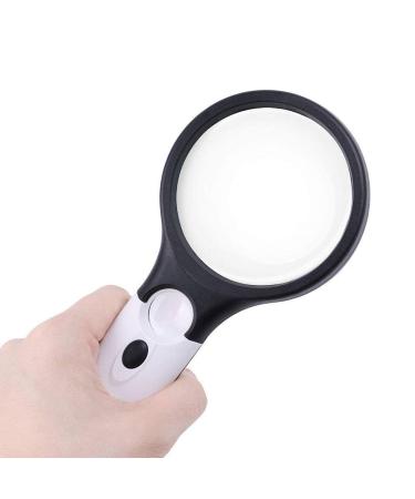 20 Times HD Handheld Magnifier with LED Lights Old Man Reading Optical Glass (Color : A) Made in China