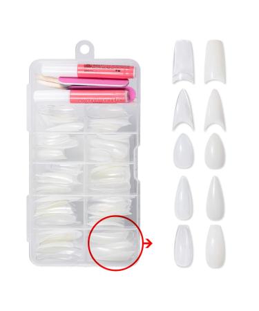 100pcs Artificial Nail Tips - 5 Sizes 2 Colors Boxed with Glue - Perfect for Nail Design - Buy Online on GoSupps.com