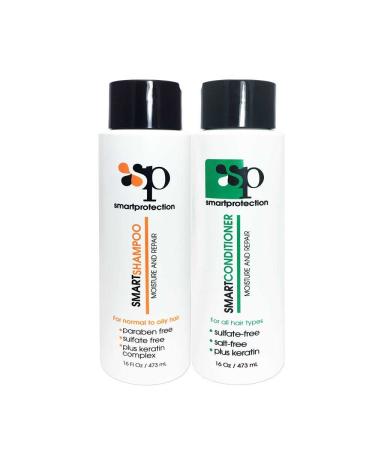 Moisture Shampoo and Conditioner Sulfate & Paraben Free 16oz for Keratin Treated Hair by Smart Protection