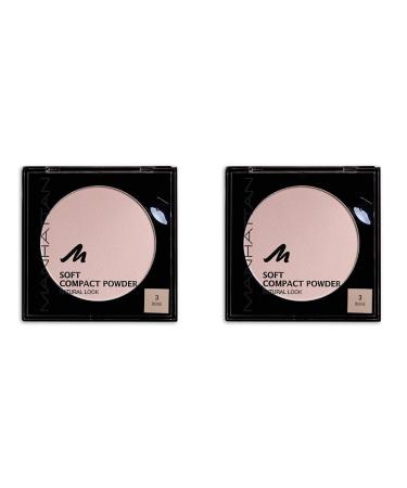 Manhattan Soft Compact Powder bright compact powder with powder quaste for a matt even complexion color beige 3 1 x 9g (pack with 2) 3 beige 9 g (2 pack)