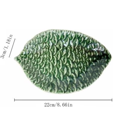 Fruit Bowl Salad Bowl Plate Ceramic Creative Personality Green Leaf Retro Plate Cold Plate Fruit Plate Home Plate Round Plate Fruit Bowl for Kitchen Counter (Color : A) (B) - Buy Online on GoSupps.com