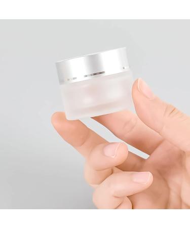 Zeoabsy 6-Pack 5ml Empty Matt Transparent Glass Cream Cans with Silver Lid & Spatulas | Ideal for Gels & Cosmetics | International Shipping - Buy Online on GoSupps.com
