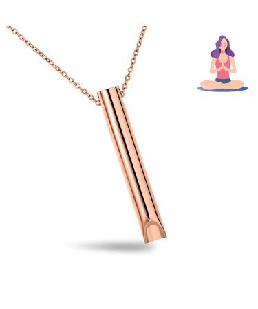 anxiety relief breathing necklace anapana breathing necklace stop smoking calms for anxiety Durable Stainless steel necklace Meditation Breathing Practice for relaxation gifts for women (ROSE)