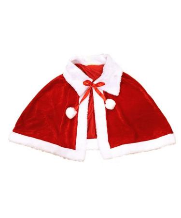 GUMEI Women Girls Christmas Cape Thicken Velvet Warm Red Short Santa Cloak Shawl