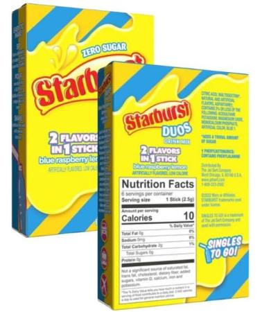 Star-burst Drink Mix 2Flavors in 1Stick Strawberry Watermelon & Blue Raspberry Lemon & Fruit Punch Singles to go Zero Sugar Juice Drink Mix Low Calorie Drinks 3 Boxes w/ 6 Packets Each (Pack of 3) - Buy Online on GoSupps.com