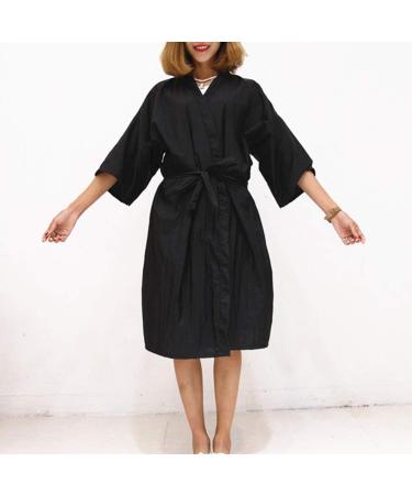 Mollensiuer Black Salon Robe - 1 Piece Client Gown Cape | Hair Cutting Smock Kimono Style for Salons - Buy Online on GoSupps.com