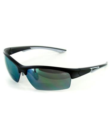 Stone Creek MX2 Bifocal Sunglasses with Wrap-Around Sports Flash Mirror Lenses for Men (Black 2.00) +2.00 Black/Yellow Mirror Lens