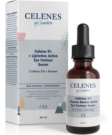 CELENES by Sweden Active Eye Contour Serum - 5% Caffeine + Rowan Berry Alcohol Free Perfume Free Paraben Free - 30 ml