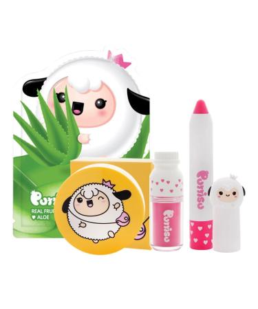 Face Starter Set 4-piece - Facial Mask Sheet (Aloe) Lip Crayon (#03 Pink Lemonade) Lip Gloss (#02 Pink Bubblegum) Sun Cushion