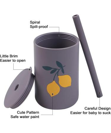 Mini Toddler Silicone Straw Cup - Spill Proof Sippy Cup for Babies 6 Months+ | BPA Free, Unbreakable, with Lid and Straw - Lemon - Buy Online on GoSupps.com