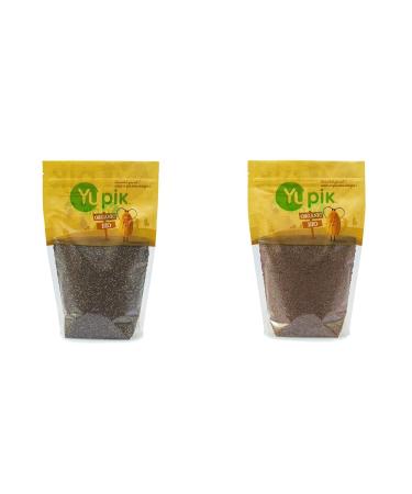 Yupik Organic Black Chia Seeds Non-GMO Vegan Gluten-Free 1Kg & Organic Brown Flax Seeds Non-GMO Vegan Gluten-Free 1Kg 1000 g (Pack of 1) Black Chia Seeds+ Brown Flax Seeds